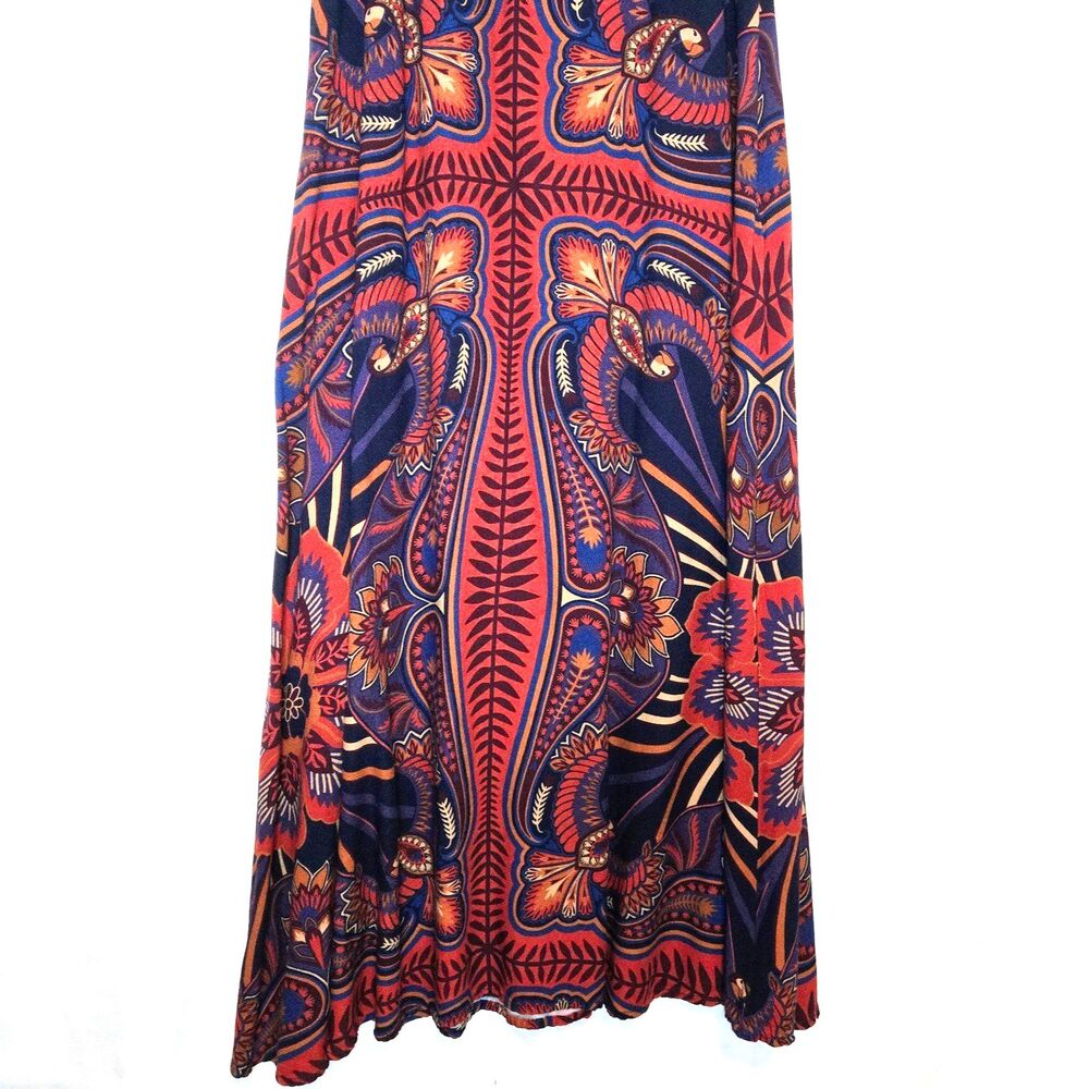 FARM RIO Maxi Dress ANTHROPOLOGIE Macaw Arabesque Short Sleeve Boho Women Medium - Picture 6 of 11
